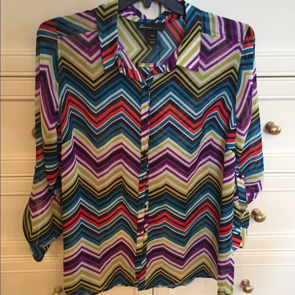 Lane Bryant Chevron button down top
